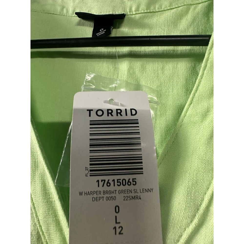 NWT Torrid Harper Neon Lime Green Georgette Sleeveless Henley Blouse Plus Size - Picture 4 of 5